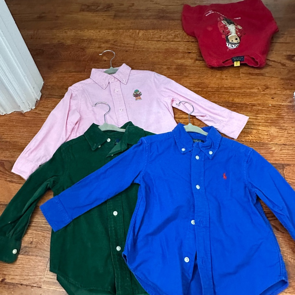 Polo Bundle by Ralph Lauren Blue, Green, and Pink Kids Button Down Shirts